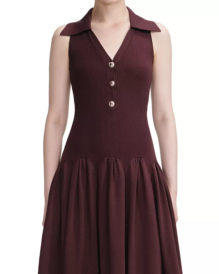 MEREDITH RIBBED MIDI DRESS | BRICK RED DATE NIGHT