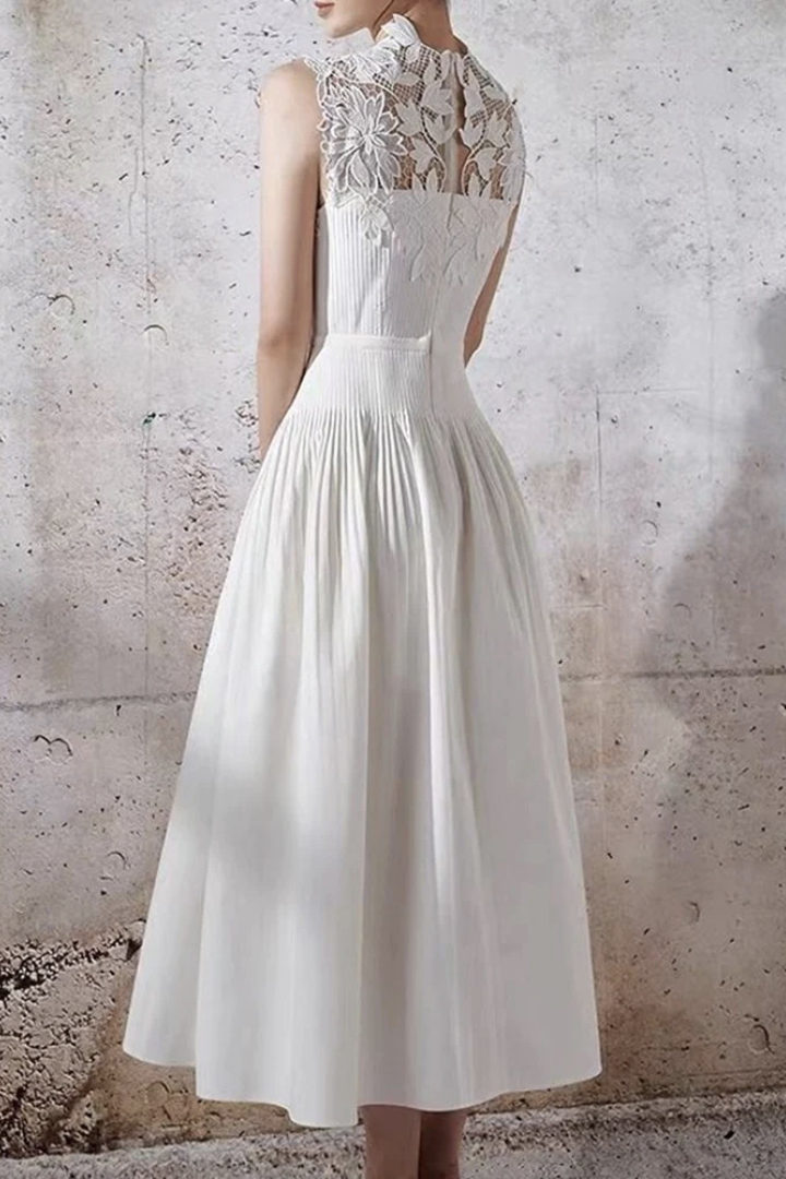 FLORAL LACE SLEEVELESS MAXI DRESS, A-LINE WEDDING GUEST