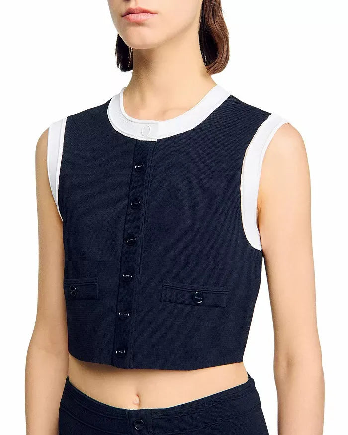 LYUBA TWO-TONE CROPPED VEST & KNIT SKIRT SET