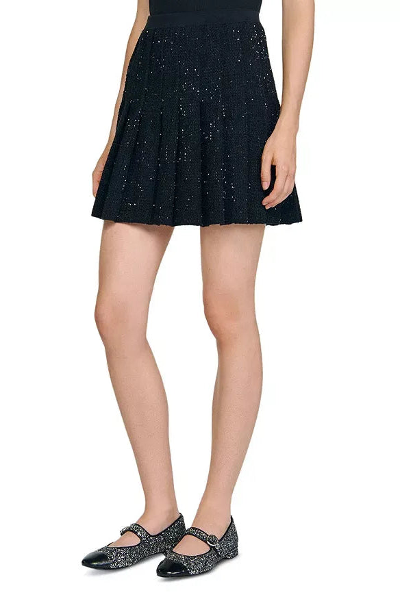 JODY BLACK TWEED PLEATED SKIRT FOR WORK