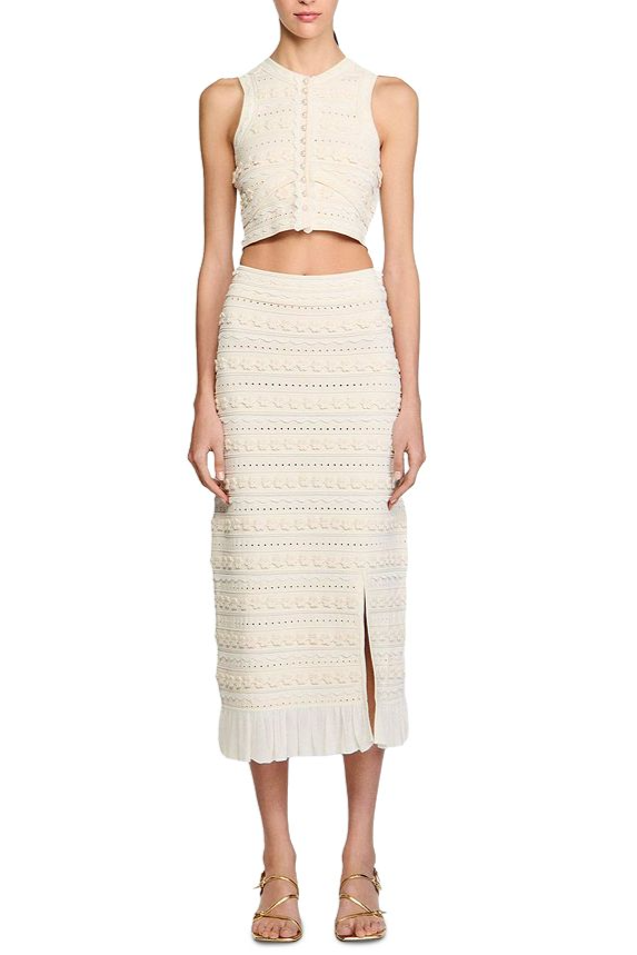 CROCHET TRIM KNIT SKIRT – ECRU, BOHEMIAN, CASUAL