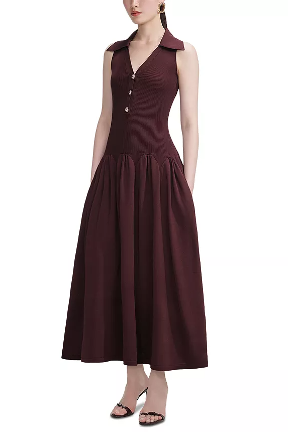 MEREDITH RIBBED MIDI DRESS | BRICK RED DATE NIGHT