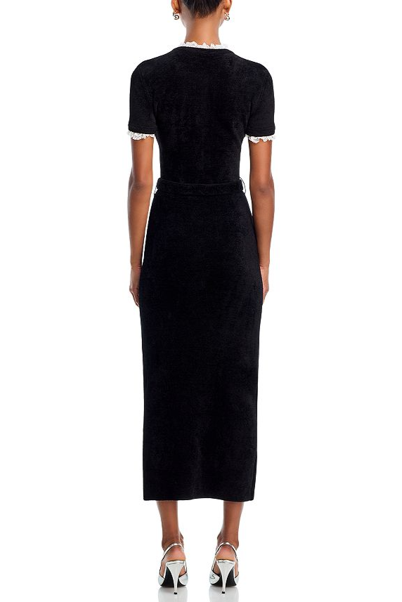 KAMA BLACK CHENILLE KNIT MIDI DRESS