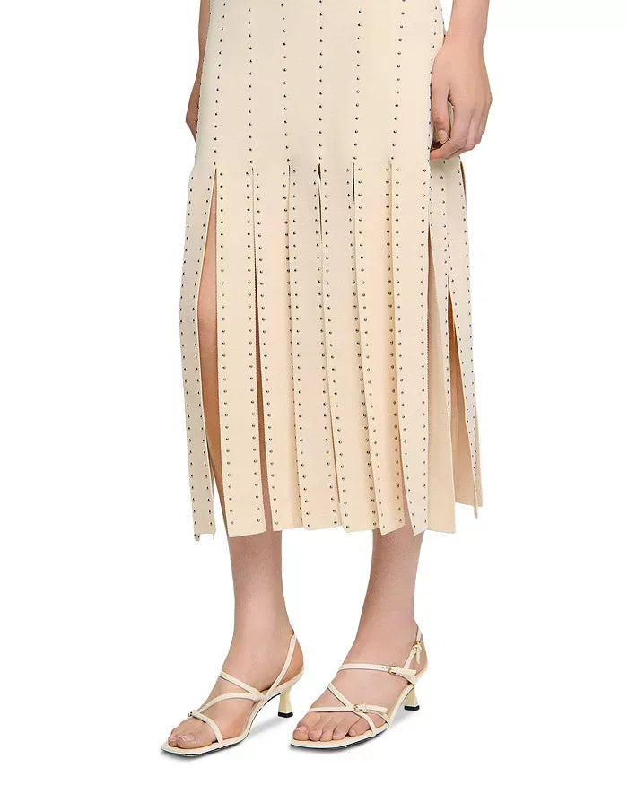 ECRU FRINGE KNIT MAXI DRESS, BOHO PARTY STYLE