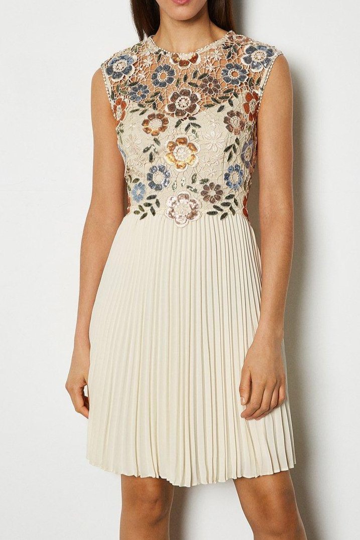 ivory-sequin-lace-midi-dress SEQUIN LACE FLORAL MINI DRESS APRICOT COCKTAIL