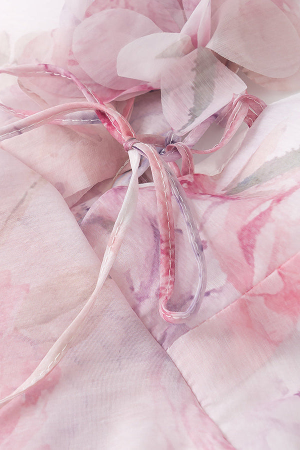 HELEN 3D FLOWER RUFFLE MINI DRESS IN PINK