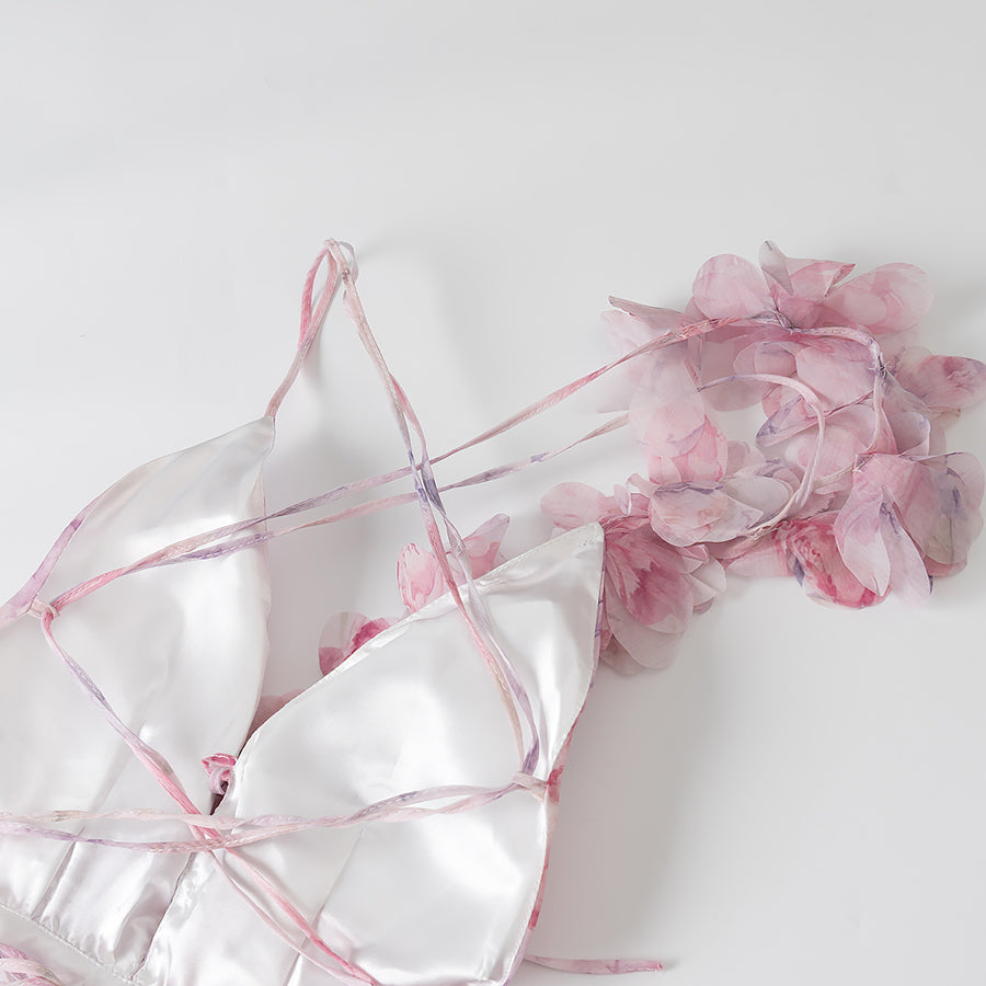 HELEN 3D FLOWER RUFFLE MINI DRESS IN PINK