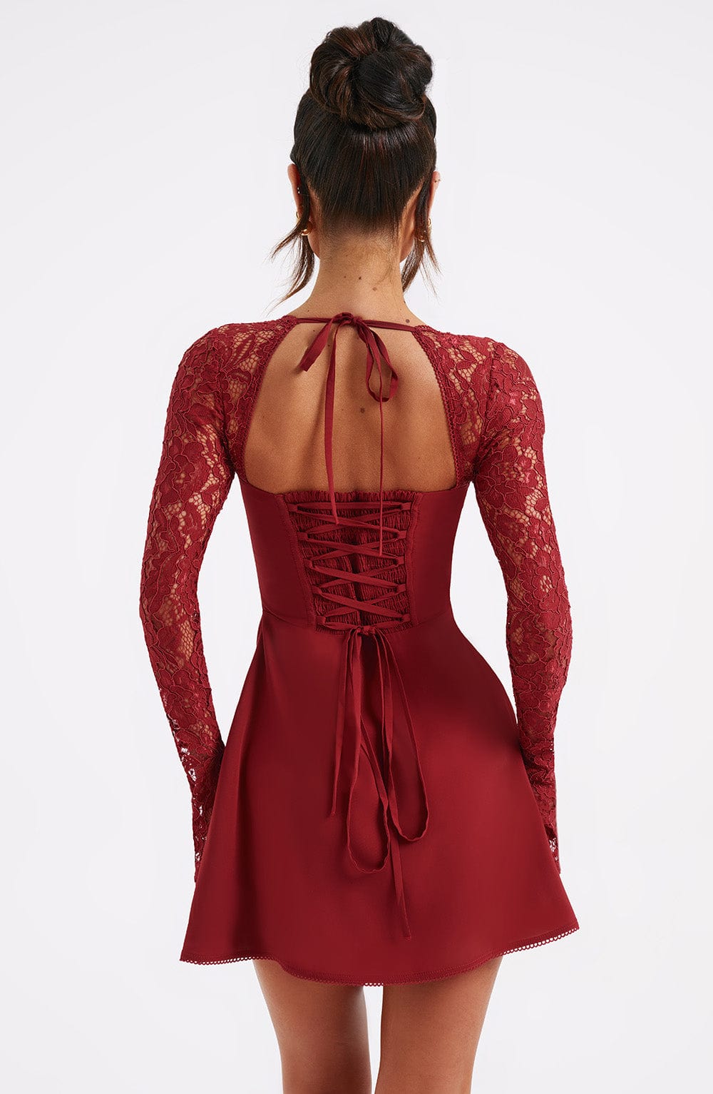 JACINTA RED LACE MINI DRESS FOR COCKTAIL PARTY