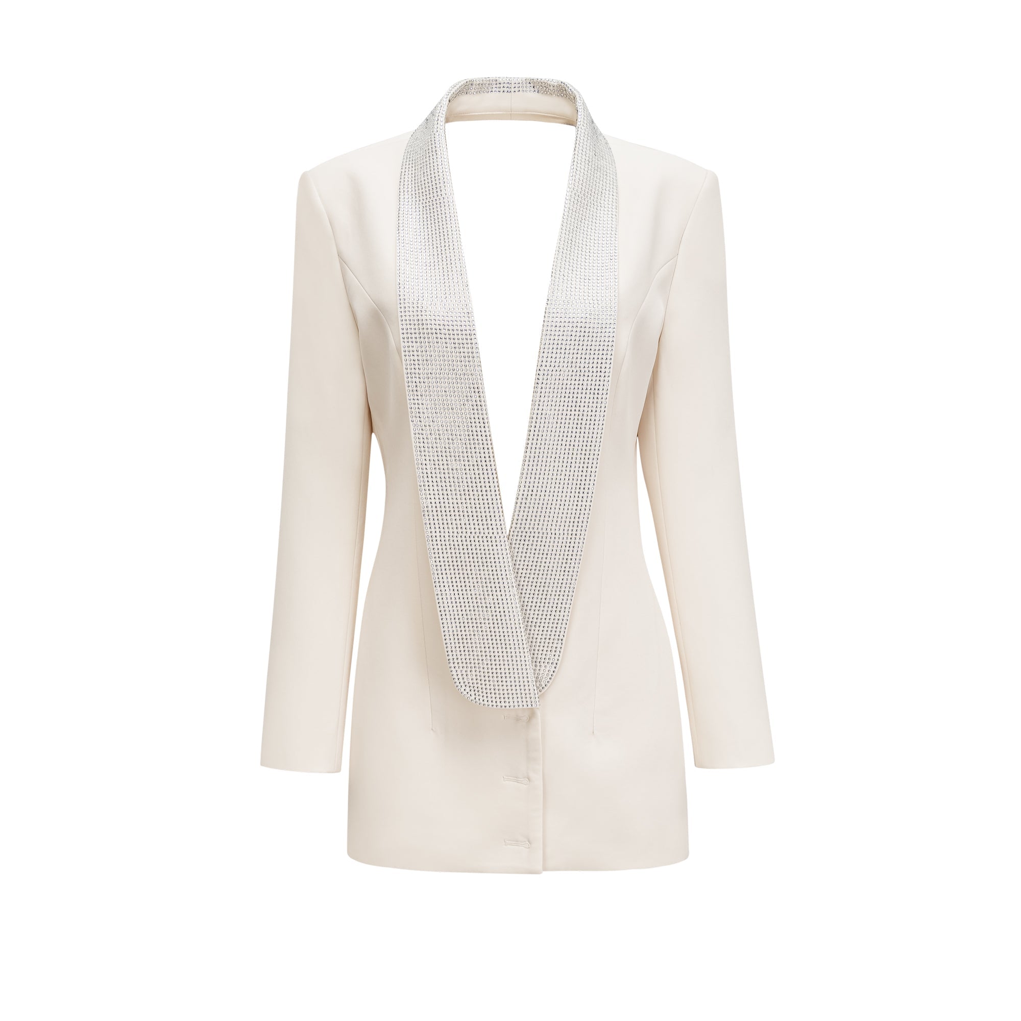 CRYSTAL-EMBELLISHED TAILORED DRESS COAT FOR EVENTS