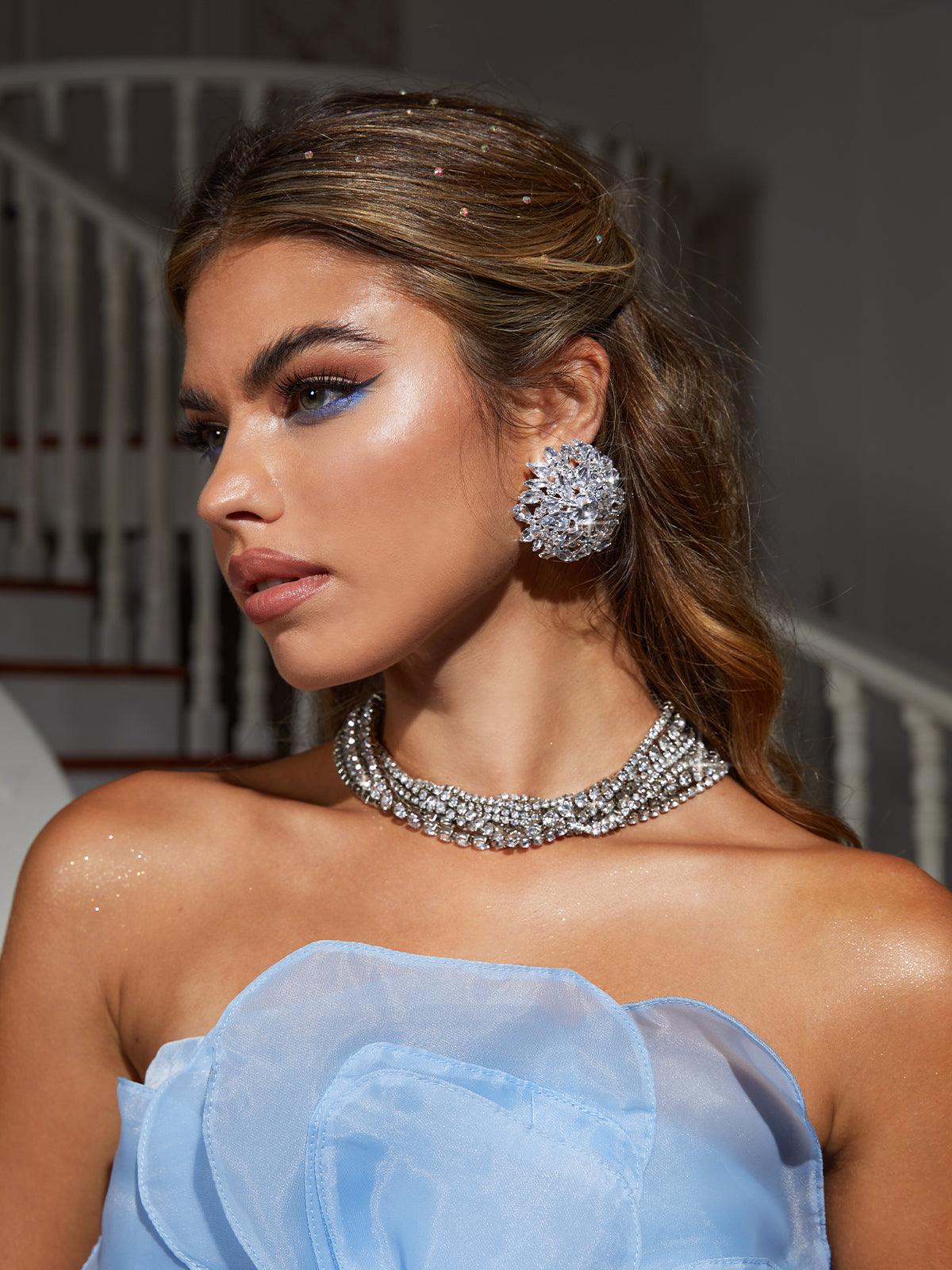LYSANDER CIRCLE RHINESTONE EARRINGS FOR PARTY GLAM
