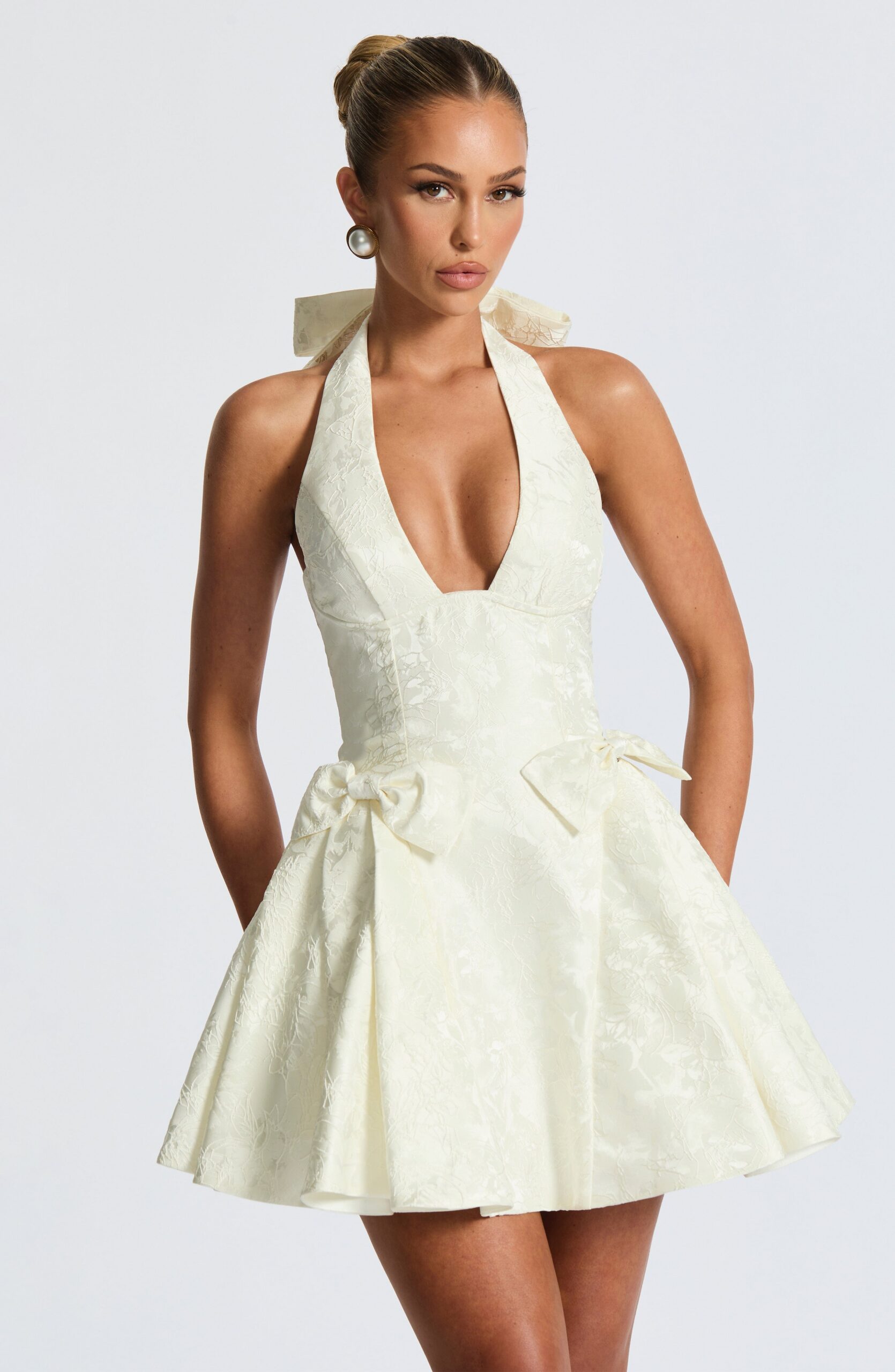 JOCELYN MINI DRESS IN IVORY FOR WEDDING GUEST