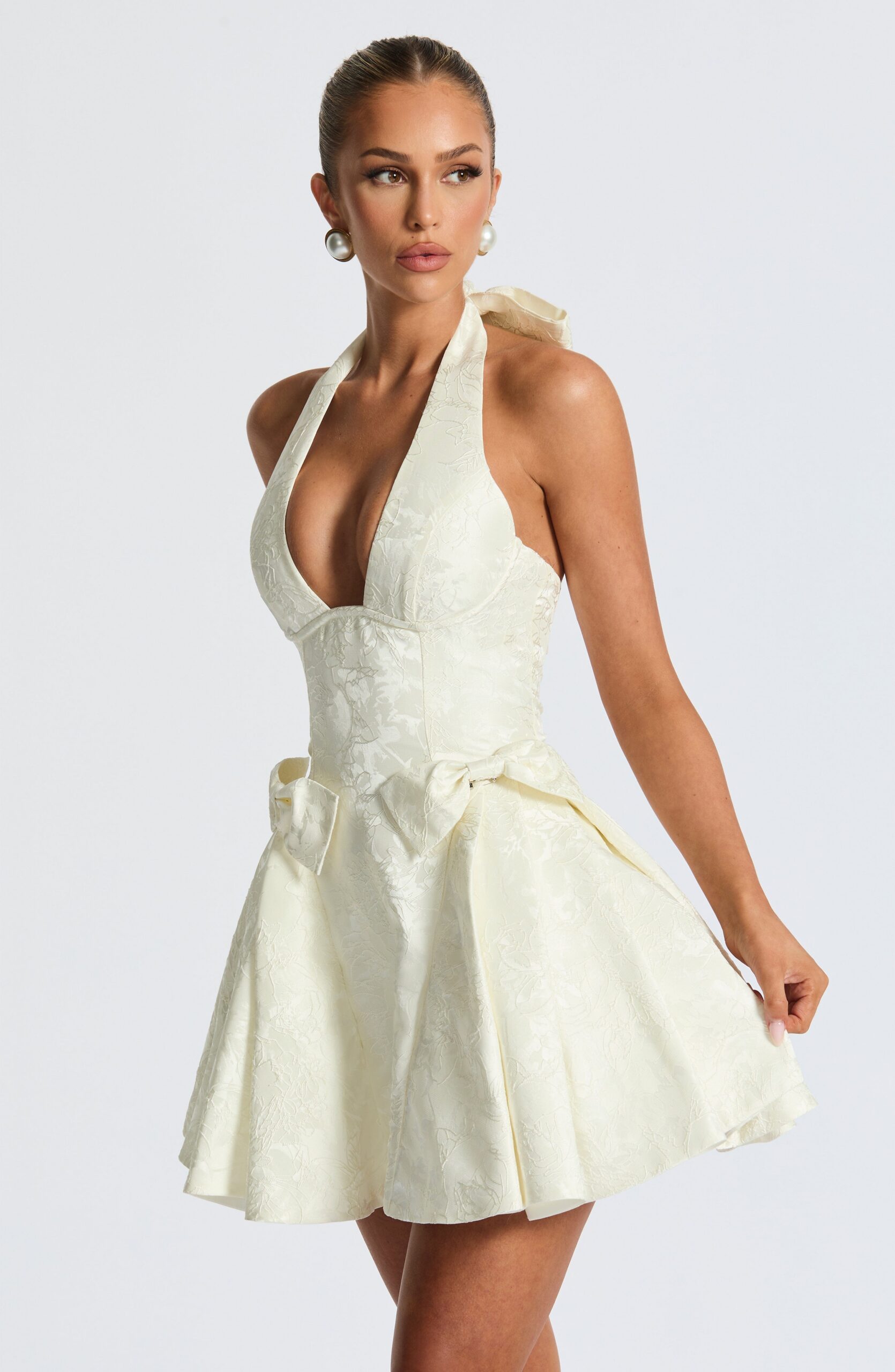 JOCELYN MINI DRESS IN IVORY FOR WEDDING GUEST