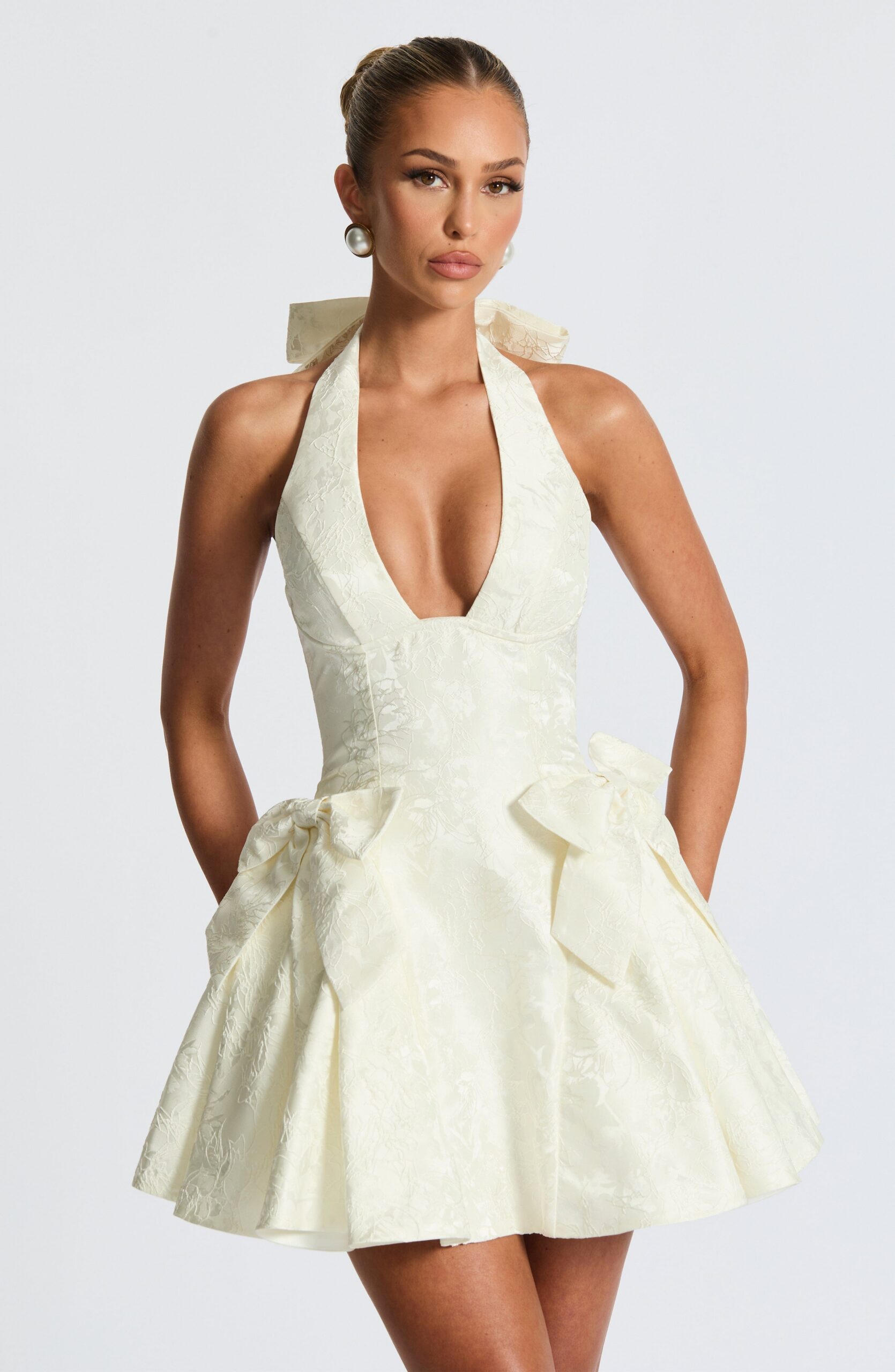 JOCELYN MINI DRESS IN IVORY FOR WEDDING GUEST