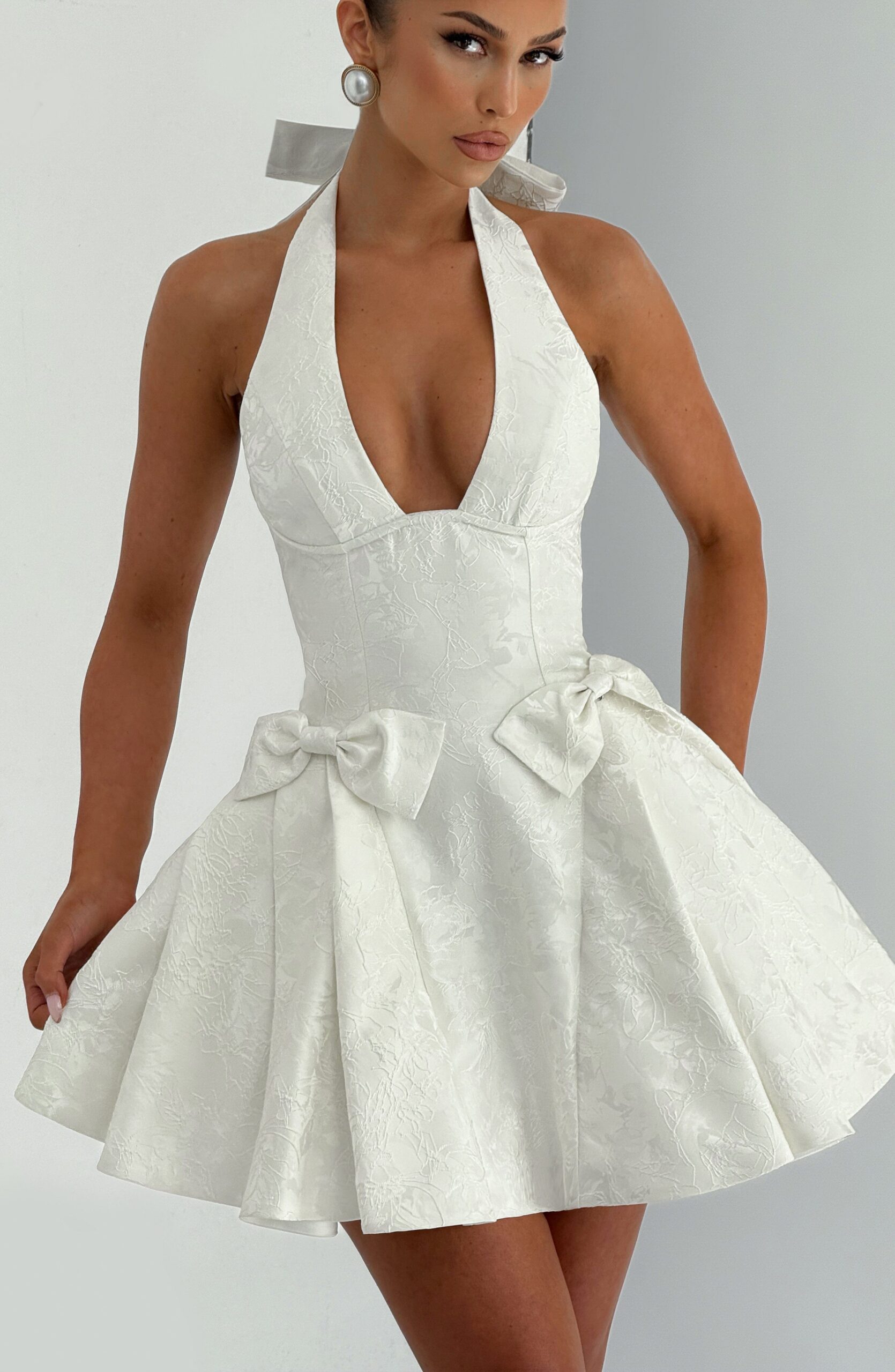 JOCELYN MINI DRESS IN IVORY FOR WEDDING GUEST