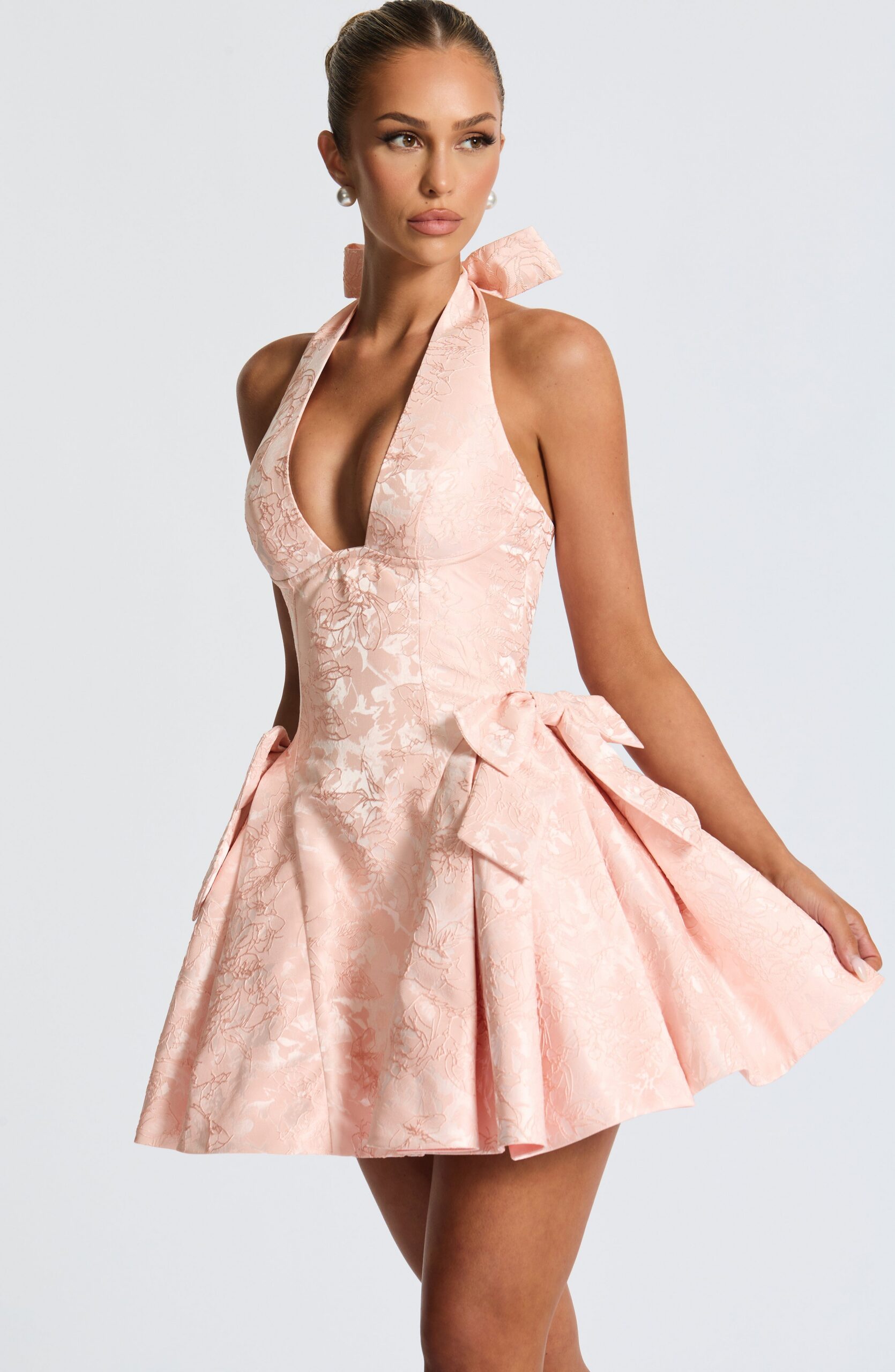 JOCELYN MINI DRESS IN SOFT PEACH FOR COCKTAILS