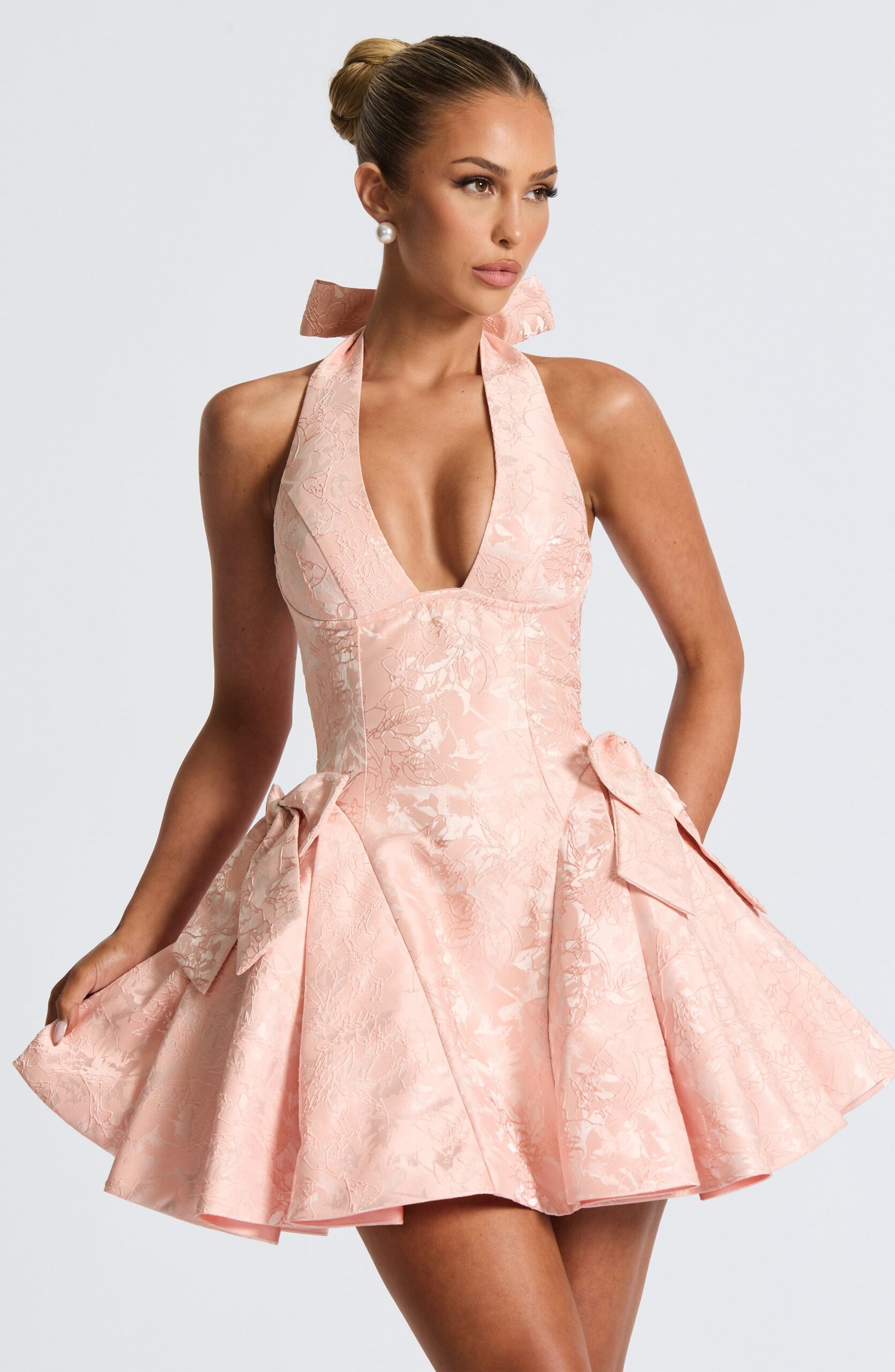 JOCELYN MINI DRESS IN SOFT PEACH FOR COCKTAILS