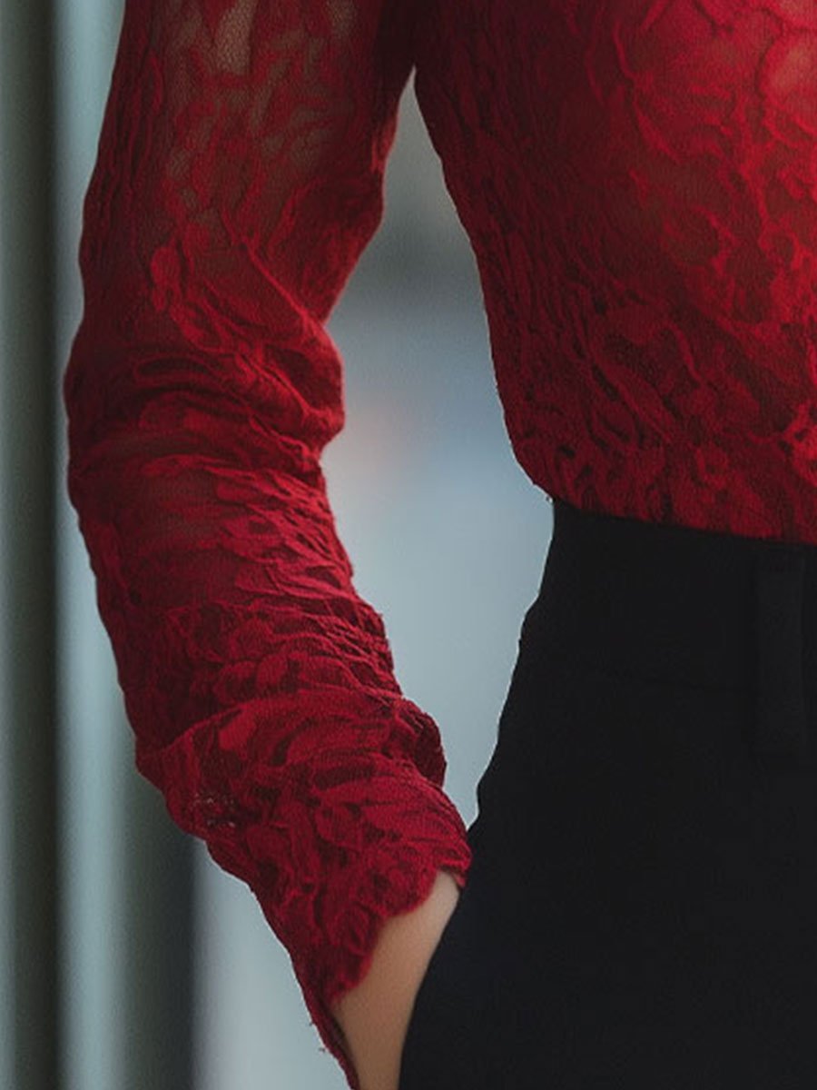 CLASSIC HIGH NECK LACE BLOUSE FOR WEDDING