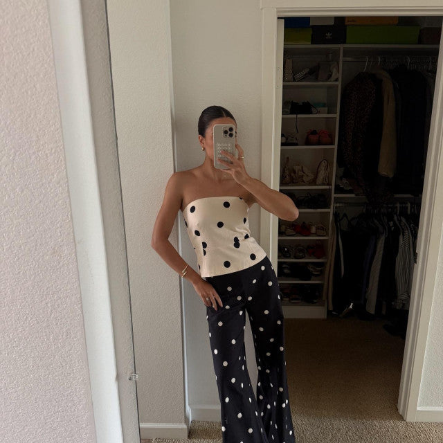 POLKA DOT STRAPLESS TUBE CROP TOP FOR PARTY