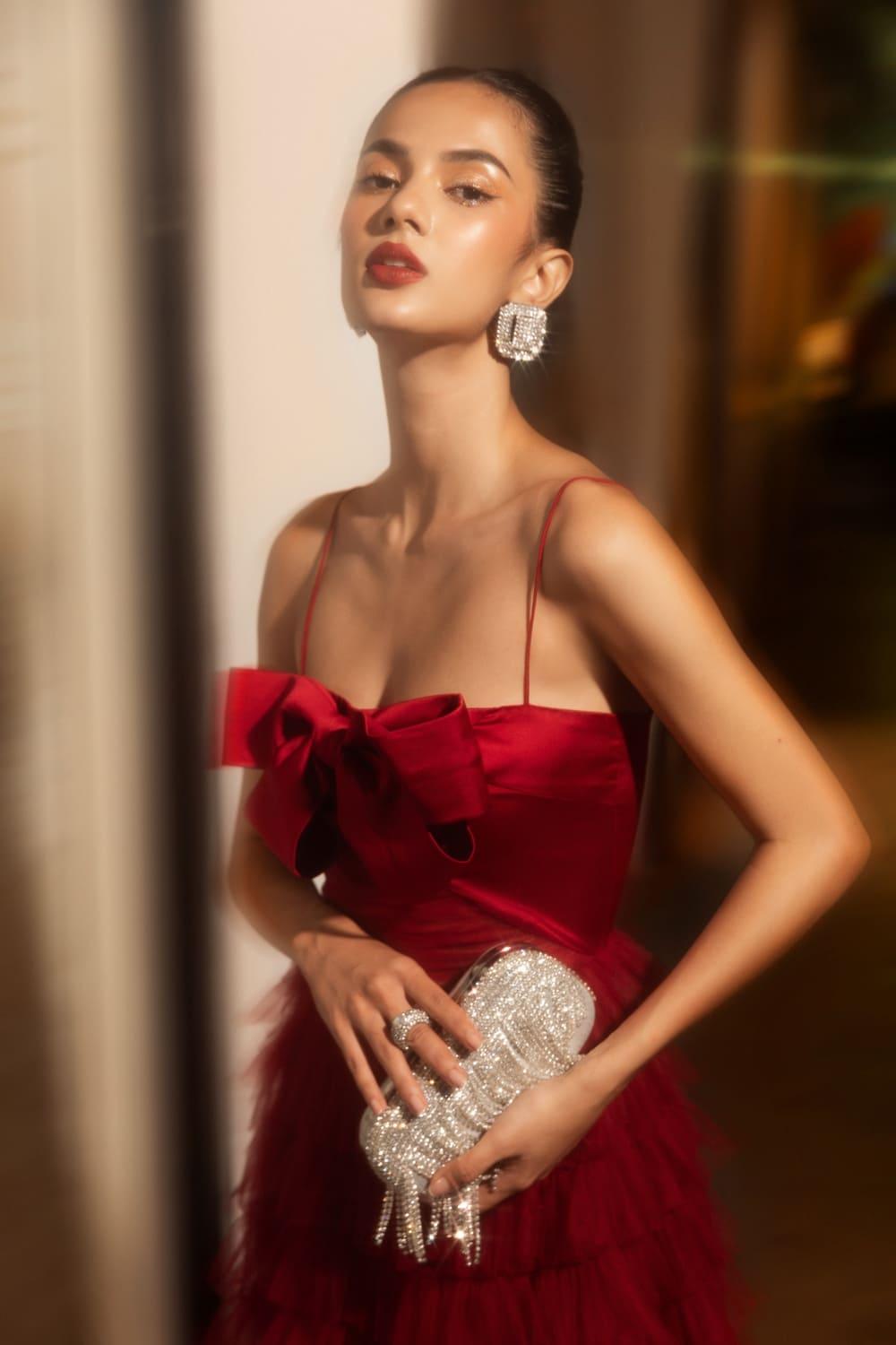 KRAVITZ SILK LAYERED MAXI DRESS FOR EVENING