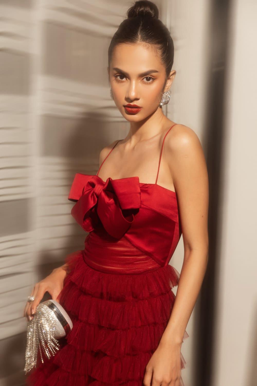KRAVITZ SILK LAYERED MAXI DRESS FOR EVENING