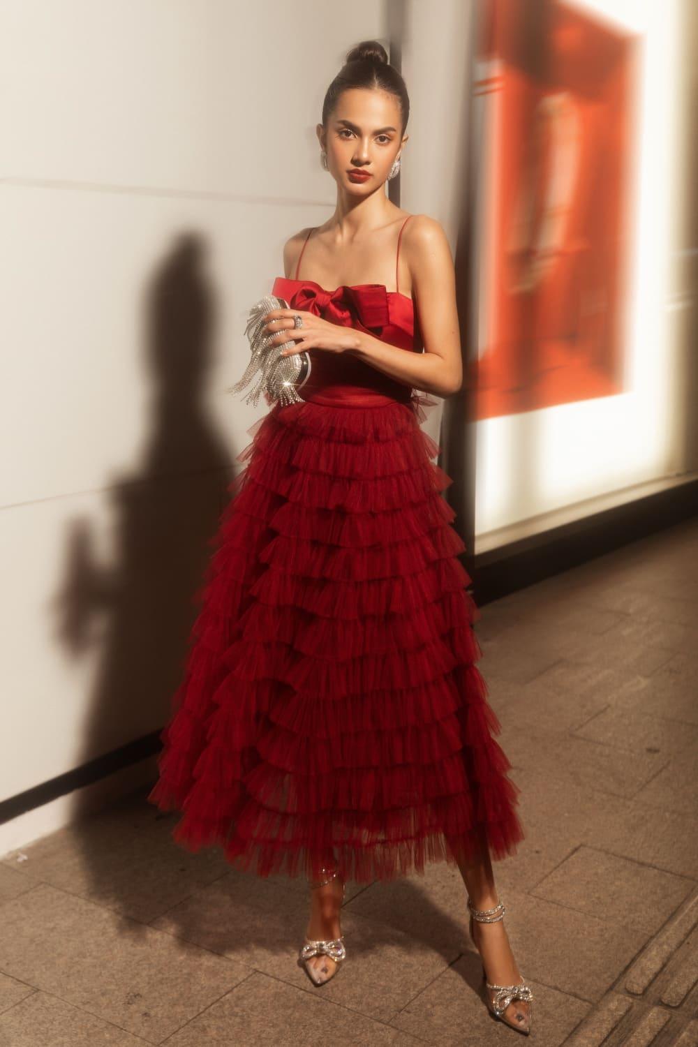 KRAVITZ SILK LAYERED MAXI DRESS FOR EVENING