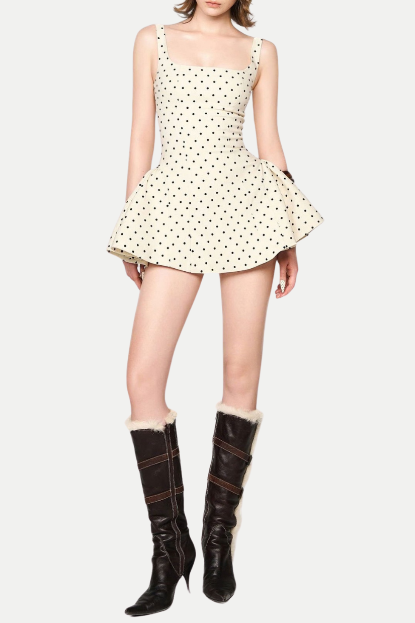 KUYIO POLKA DOT MINI DRESS FOR PARTY