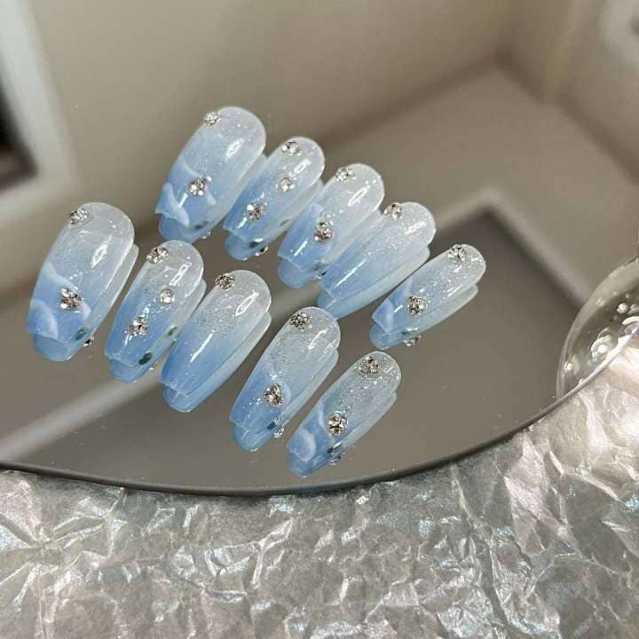 GLITTER DIAMANTE PRESS ON NAILS FOR WEDDING