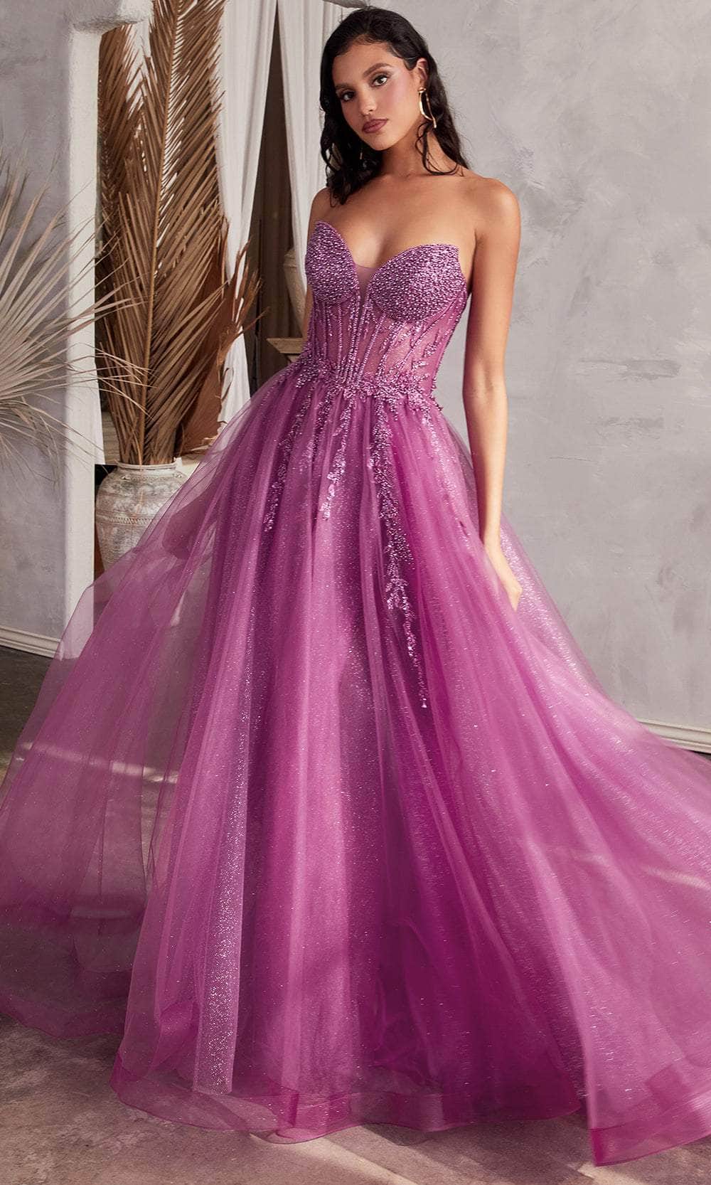 LADIVINE BEADED A-LINE PROM GOWN