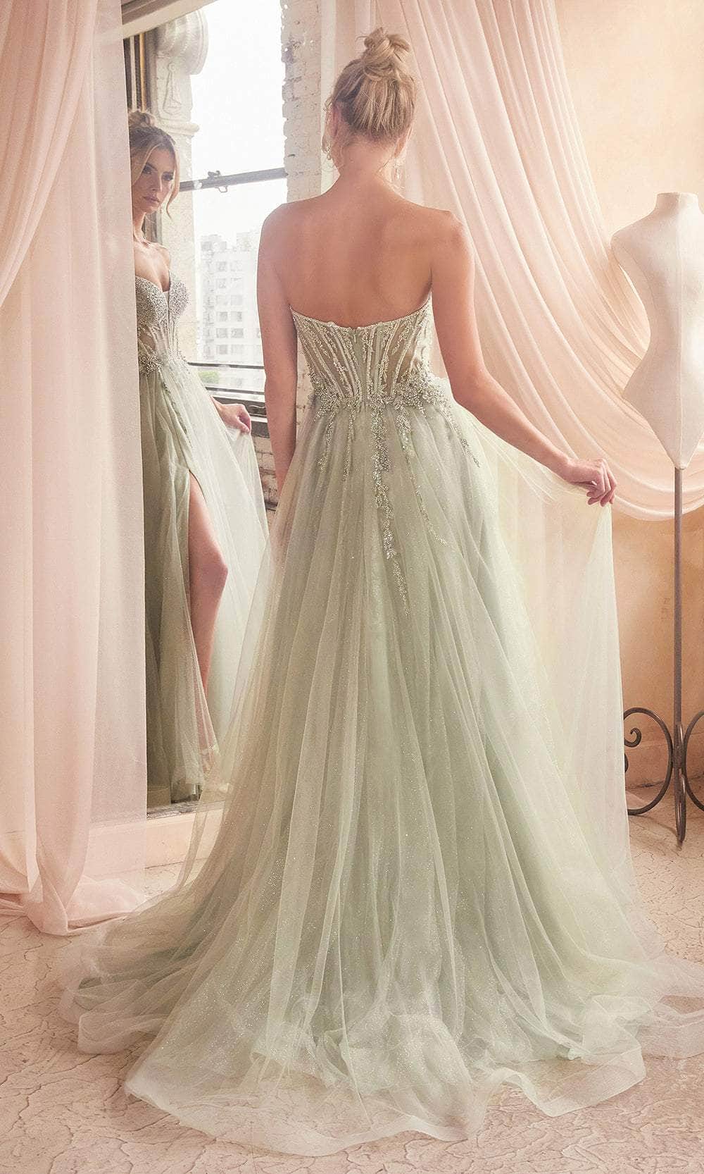 LADIVINE BEADED A-LINE PROM GOWN