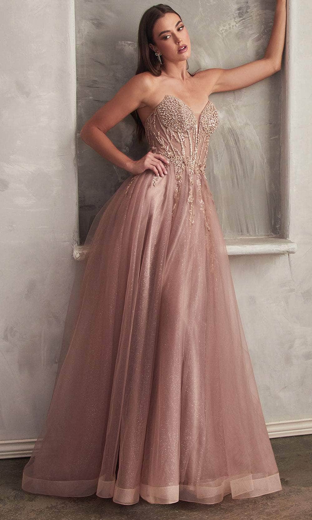 LADIVINE BEADED A-LINE PROM GOWN