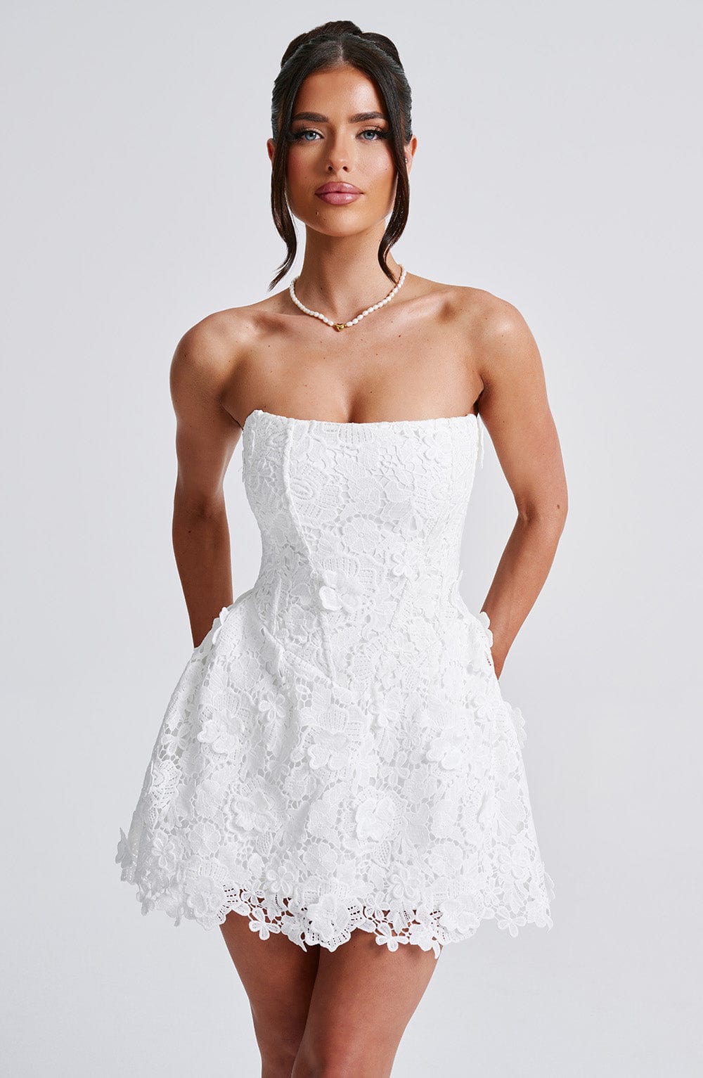 LEONA MINI DRESS IVORY - ELEGANT COCKTAIL A-LINE