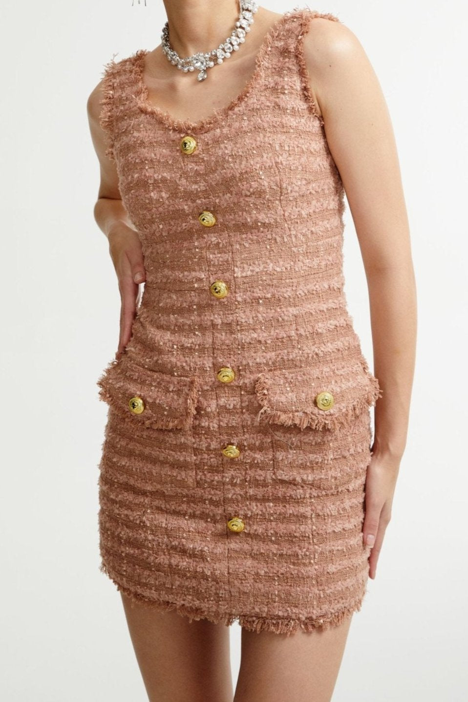 LIANE TWEED DRESS, BUTTON-FRONT, OFFICE WEAR