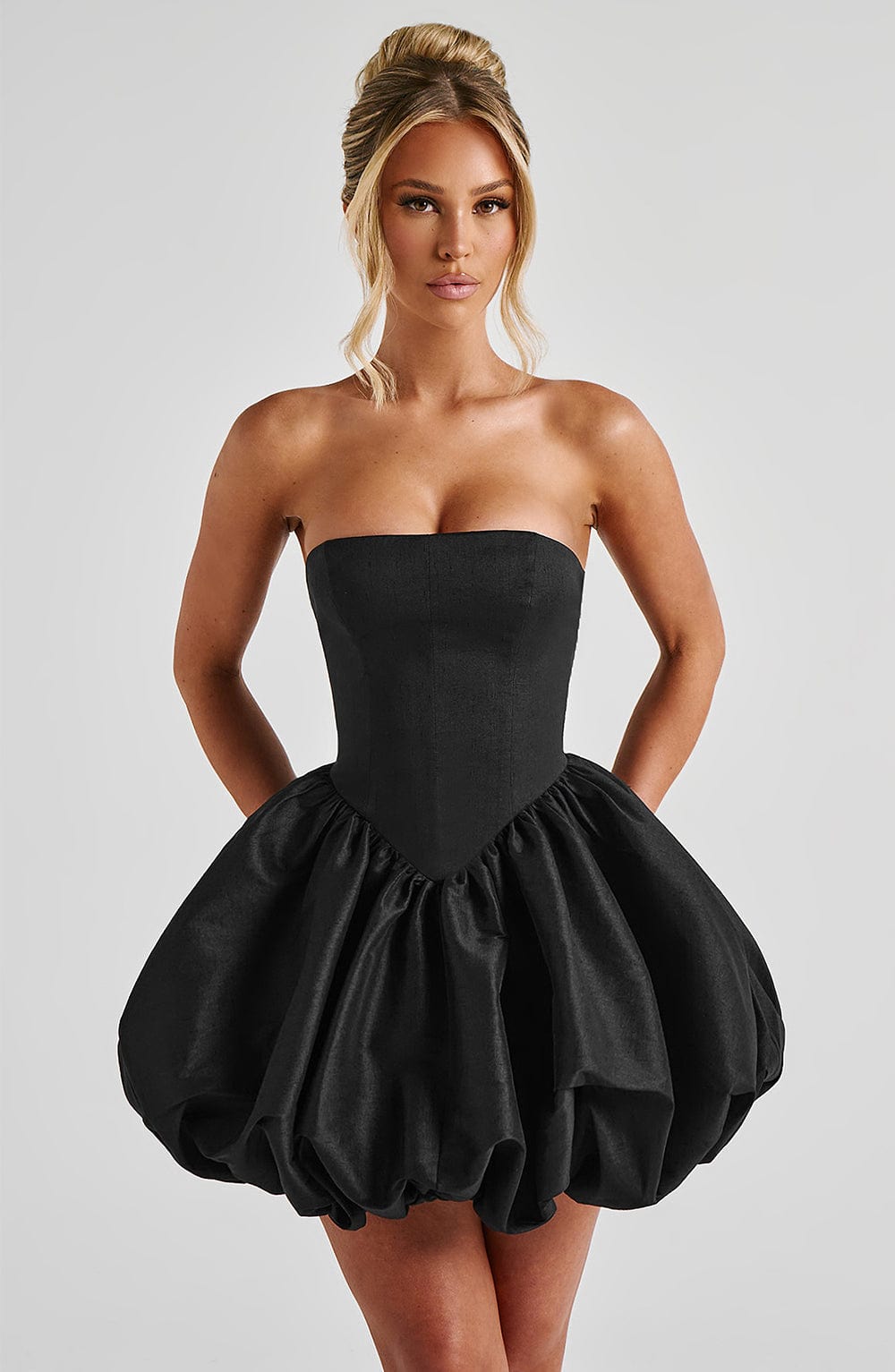 LOTUS MINI DRESS BLACK - COCKTAIL PARTY BODYCON
