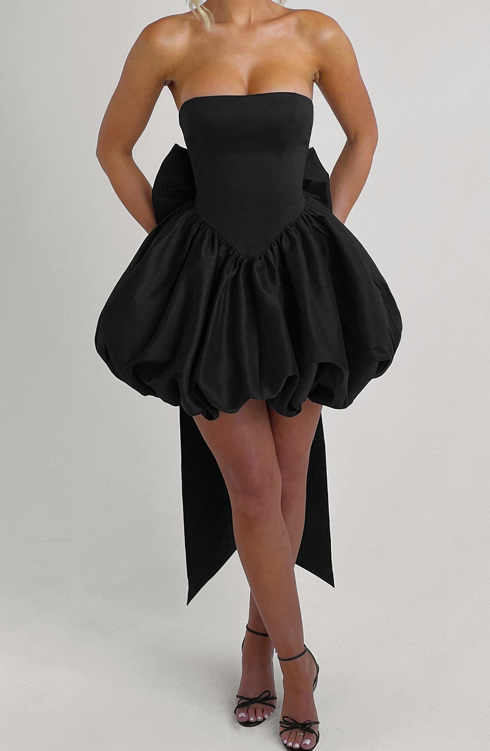 LOTUS MINI DRESS BLACK - COCKTAIL PARTY BODYCON
