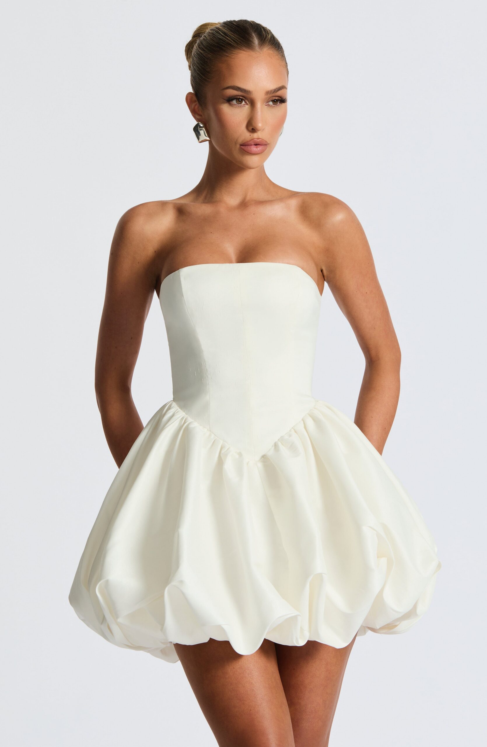 LOTUS MINI DRESS IVORY ELEGANT COCKTAIL