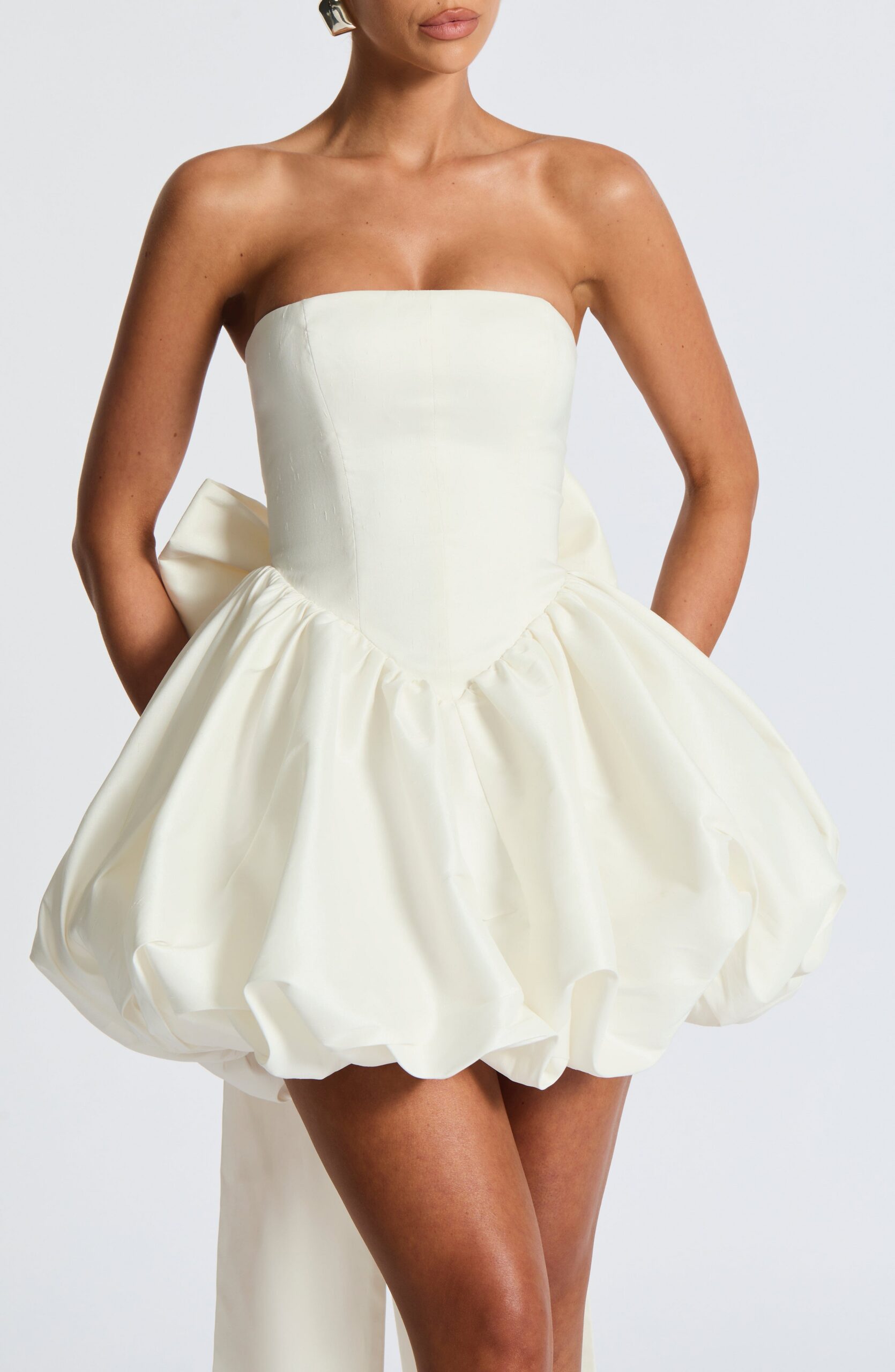 LOTUS MINI DRESS IVORY ELEGANT COCKTAIL