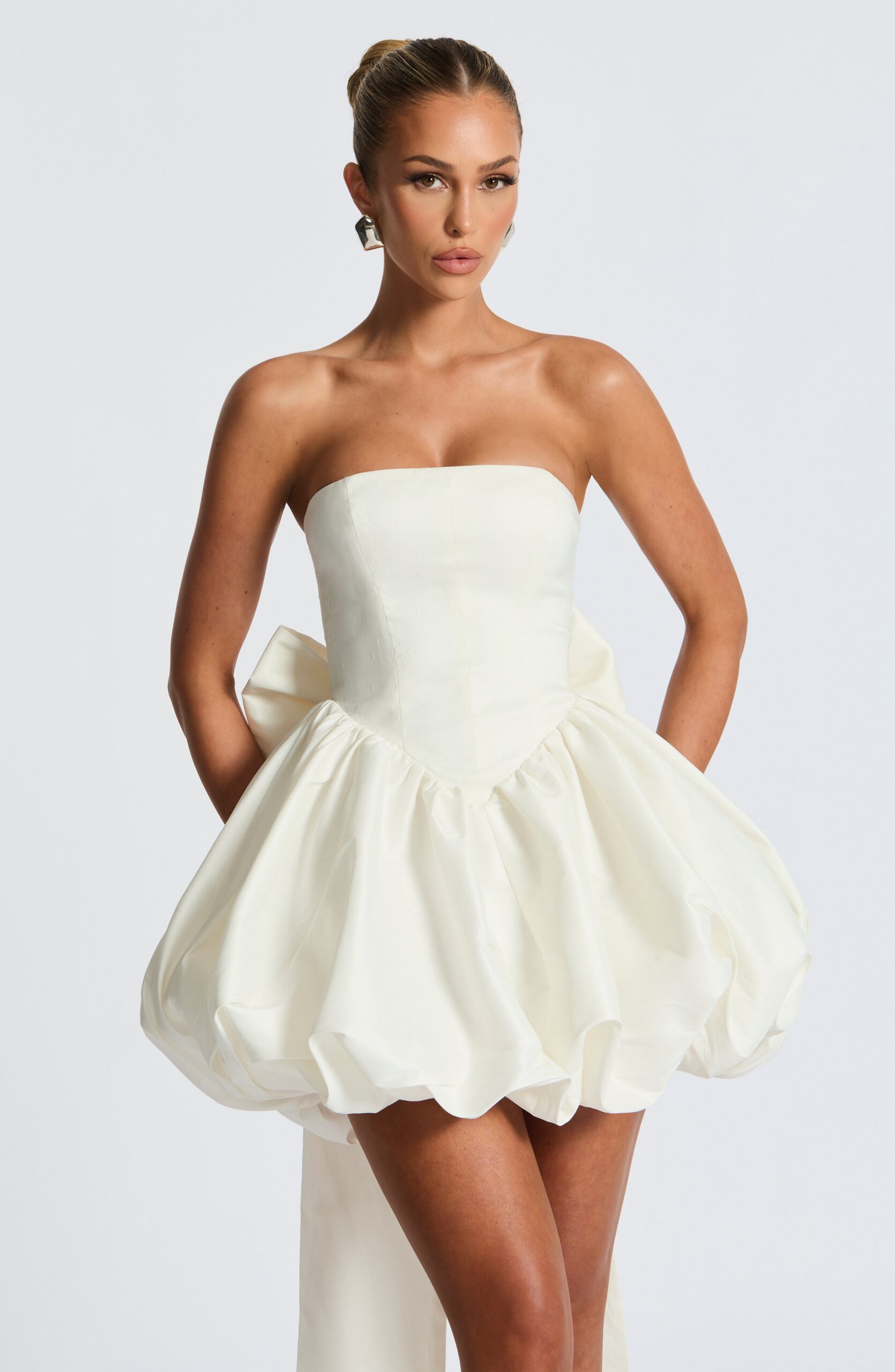 LOTUS MINI DRESS IVORY ELEGANT COCKTAIL