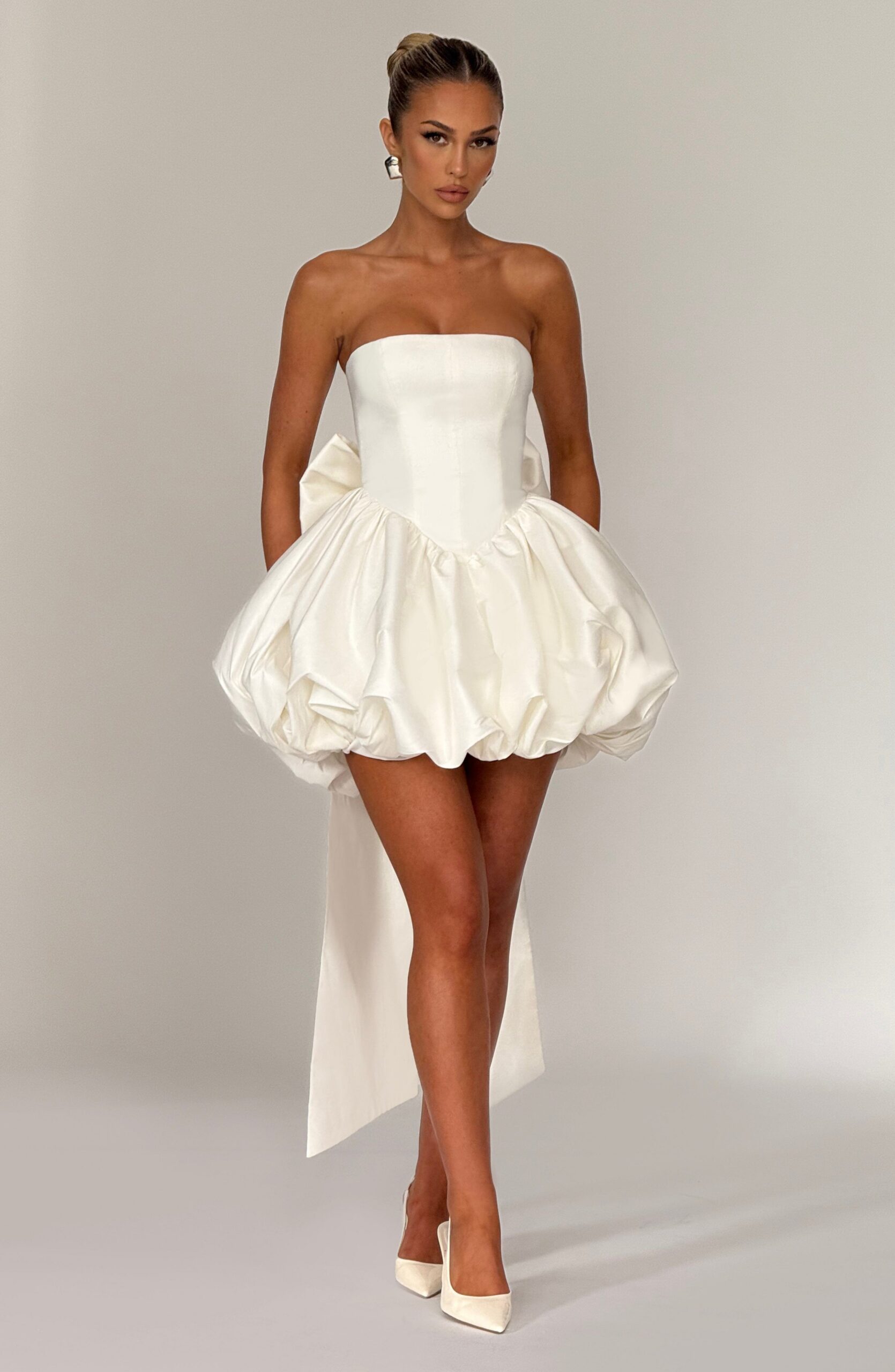 LOTUS MINI DRESS IVORY ELEGANT COCKTAIL