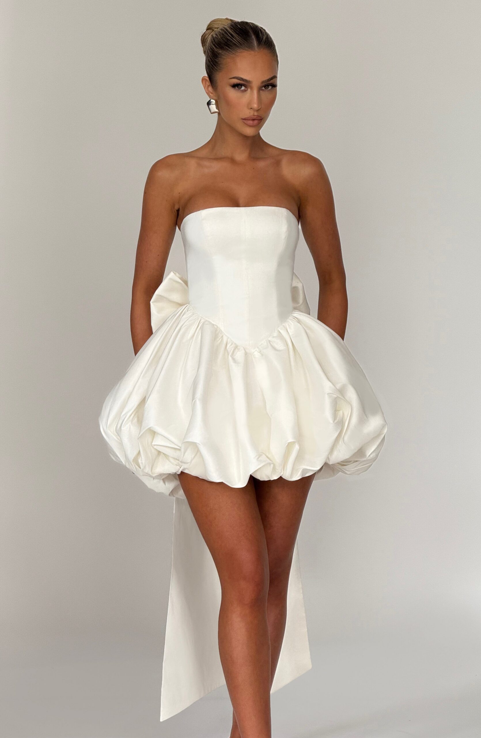 LOTUS MINI DRESS IVORY ELEGANT COCKTAIL