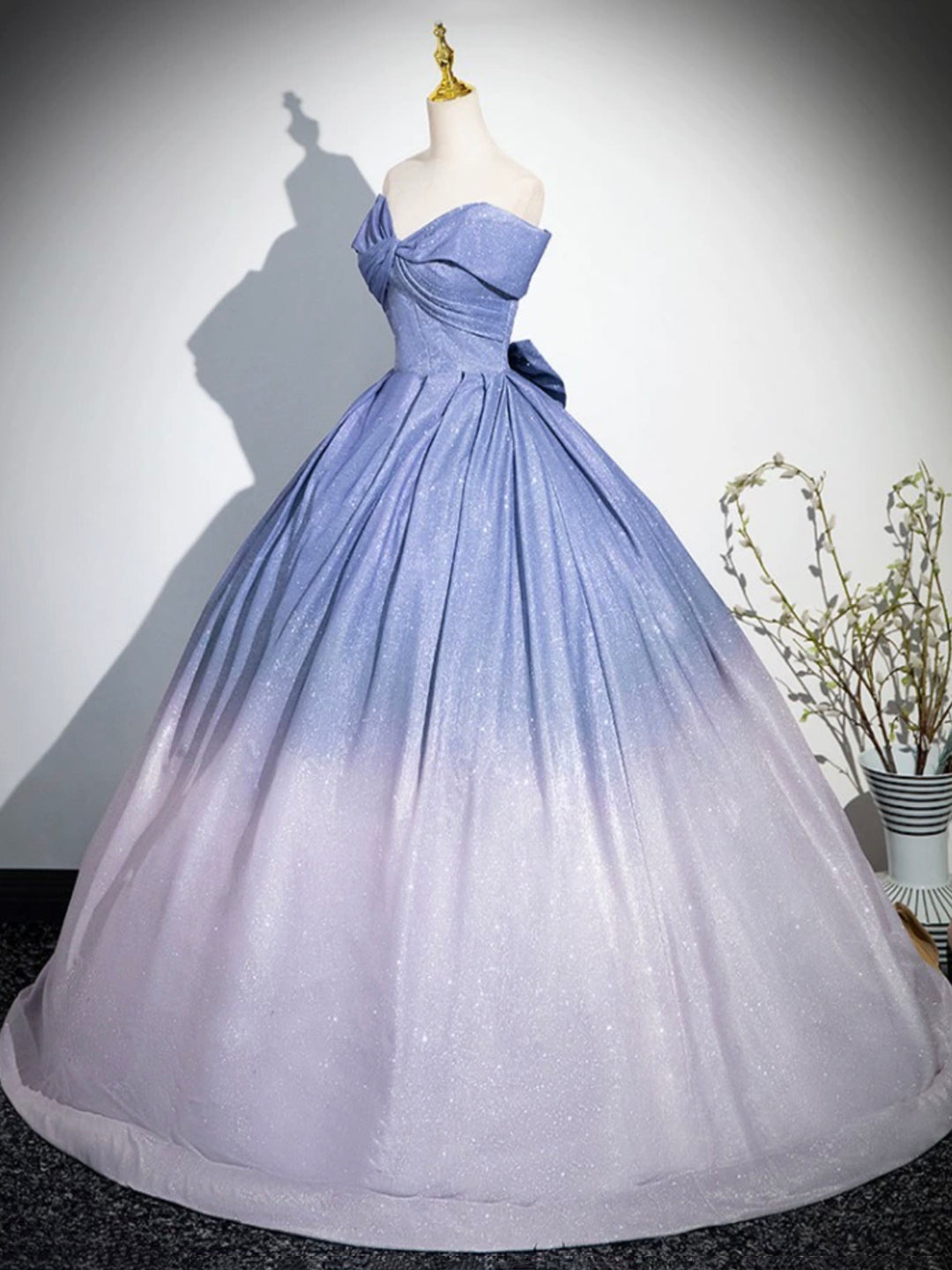 GRADIENT BLUE GLITTER SEQUIN PROM DRESS, BODYCON SILHOUETTE