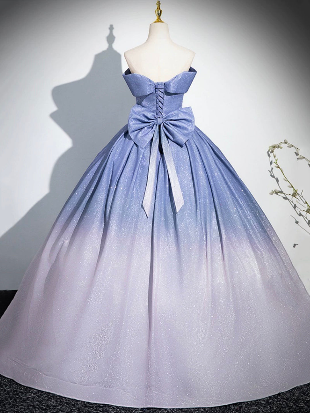 GRADIENT BLUE GLITTER SEQUIN PROM DRESS, BODYCON SILHOUETTE