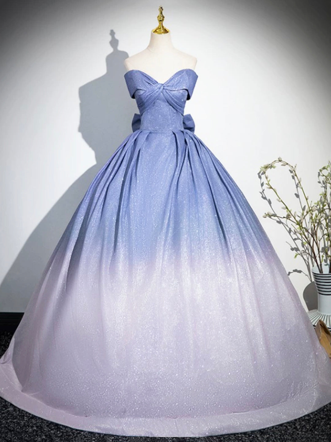 GRADIENT BLUE GLITTER SEQUIN PROM DRESS, BODYCON SILHOUETTE