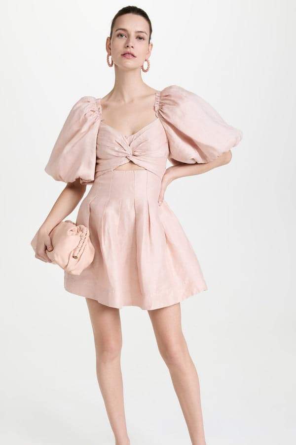 lydia-puff-sleeve-knot-mini-dress-sd00605072765-pink-s-sunfere-659209 LYDIA PUFF-SLEEVE KNOT MINI DRESS FOR PARTY