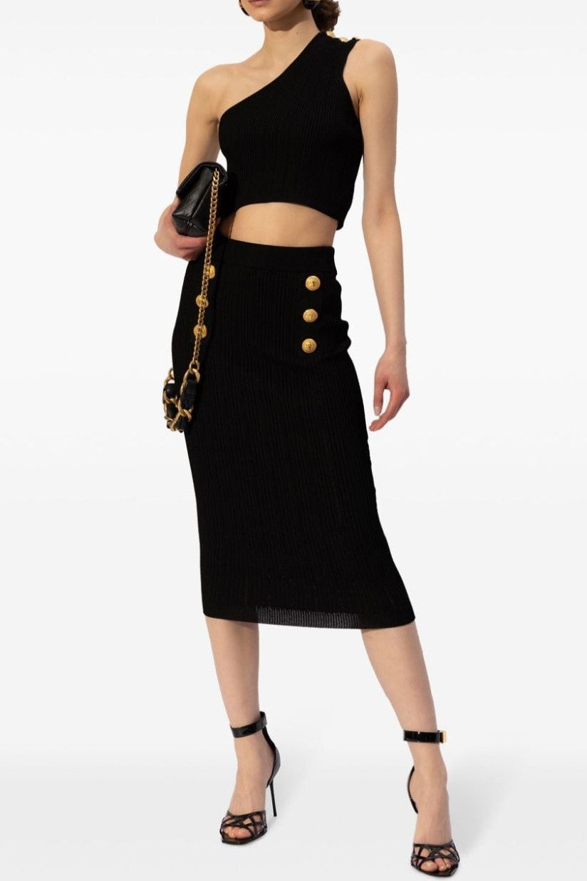 LYNN ONE SHOULDER KNIT SET - BLACK PARTY BODYCON