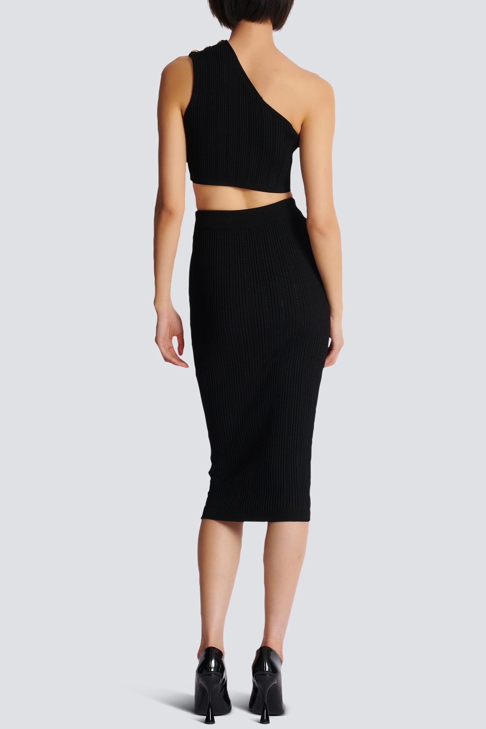 LYNN ONE SHOULDER KNIT SET - BLACK PARTY BODYCON