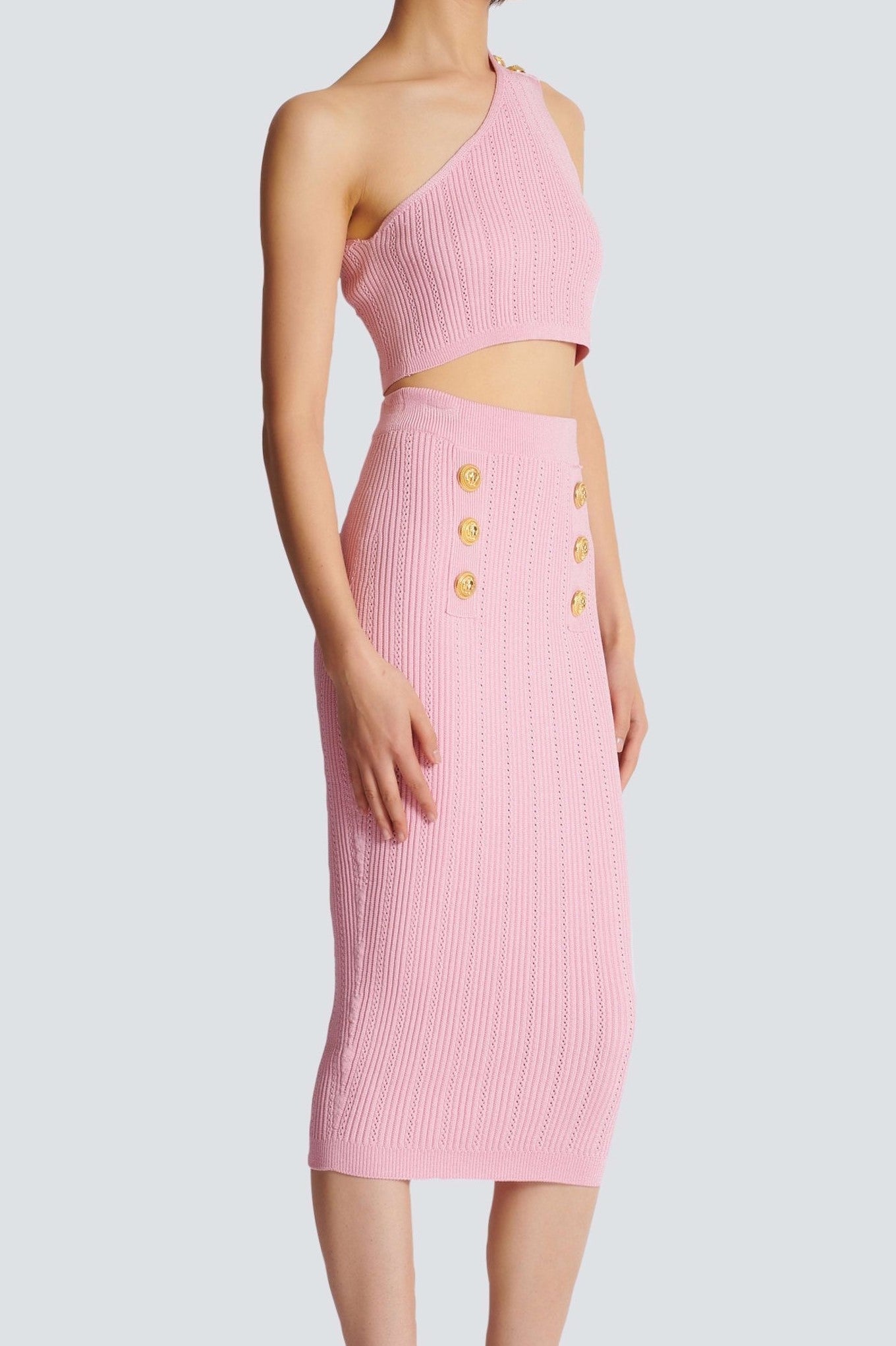 LYNN ONE SHOULDER KNIT SET - PINK DATE NIGHT