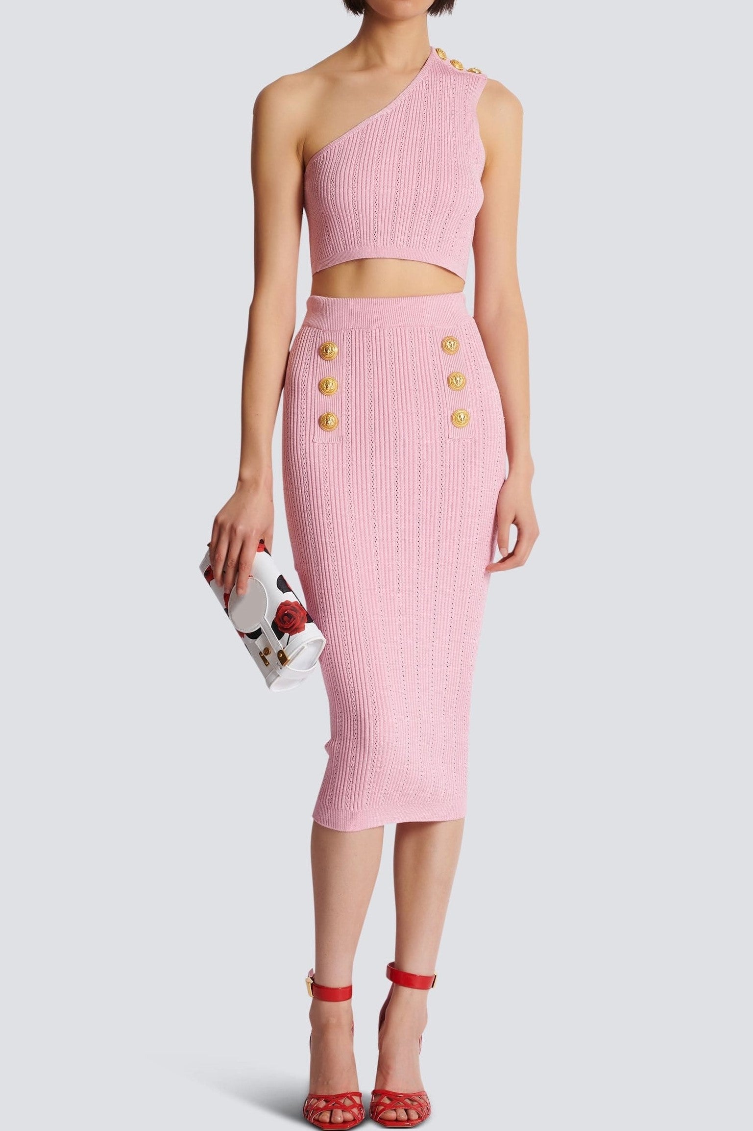 LYNN ONE SHOULDER KNIT SET - PINK DATE NIGHT