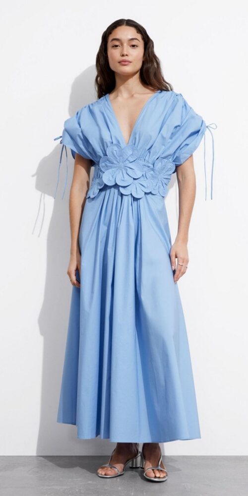 Maggie Floral Appliqué V-neck Maxi Dress
