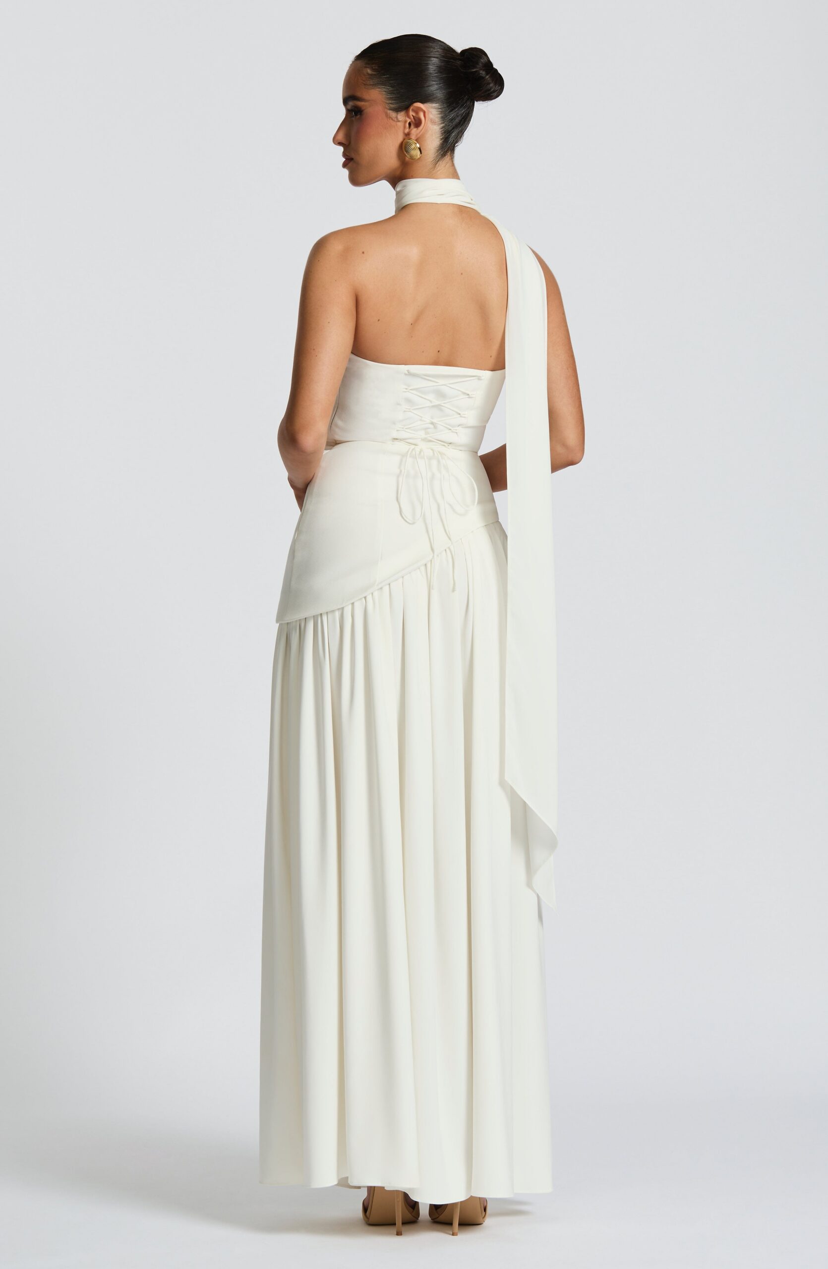 MALIYAH IVORY MAXI DRESS - ELEGANT A-LINE WEDDING GUEST