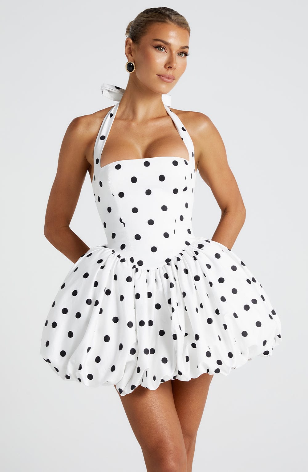 MARICIA POLKA DOT MINI DRESS - BLACK PARTY